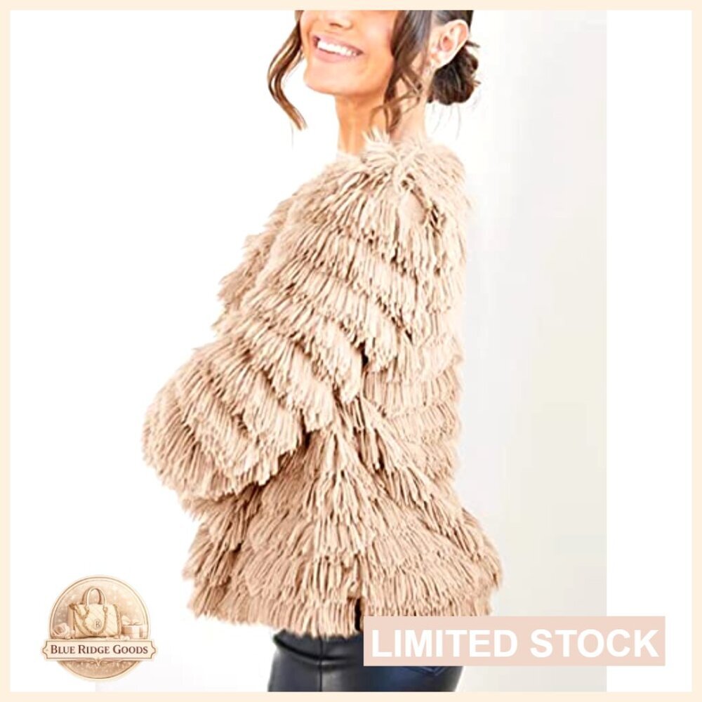 Faux Fur Cardigan Open Front Shaggy Jacket Vintage Y2K Chic Oversized Coat - Picture 3 of 7